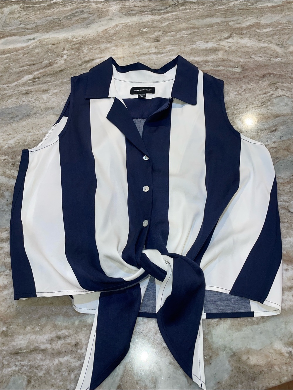 Beautifully made, superb quality FIFTEEN TWENTY tie front striped tank top